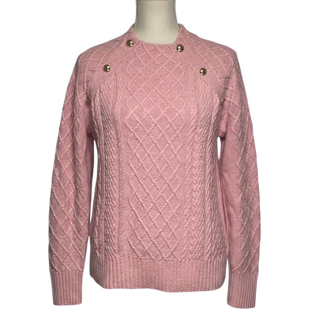 Talbots Pink Cable Knit Mock Neck Sweater Women's Small